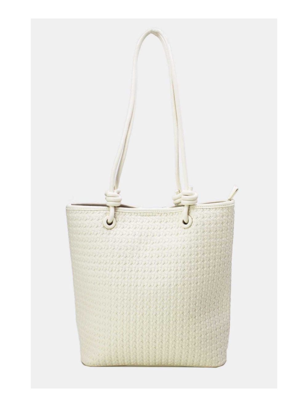 tom&eva Sac Cabas Effet Tressé 24B-6096-Blanc