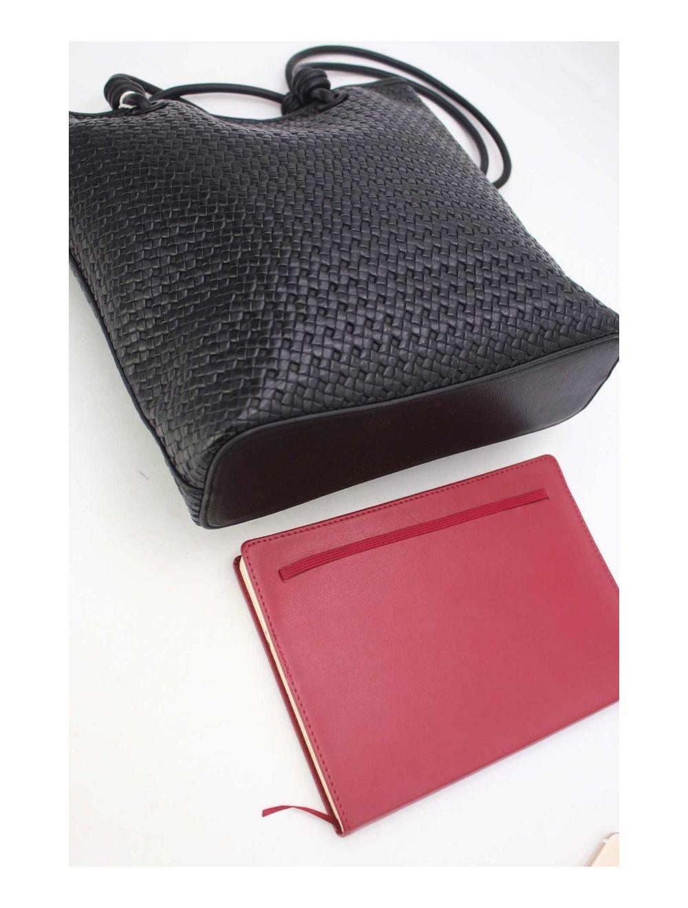 tom&eva Sac Cabas Effet Tressé 24B-6096-Noir