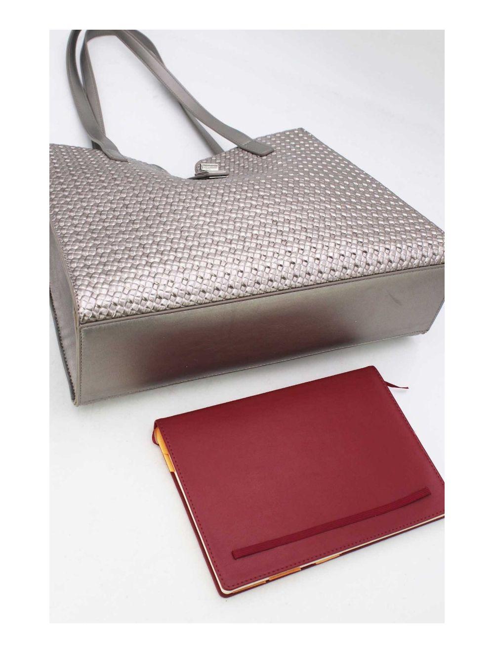 Tom&eva Sac Cabas Effet Tressé 24B-6097-Argenté