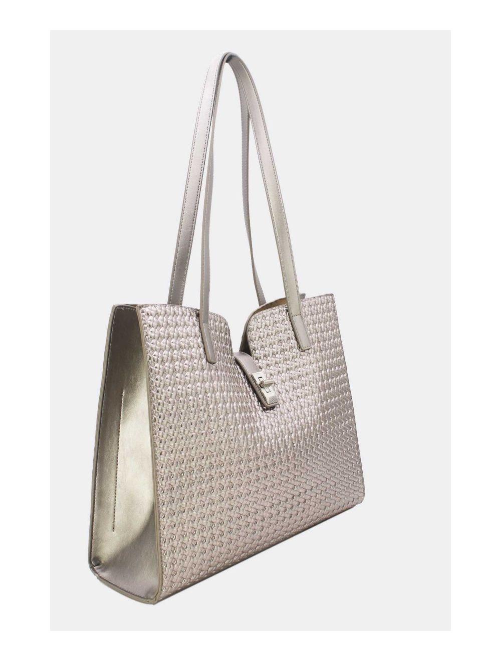 tom&eva Sac Cabas Effet Tressé 24B-6097-Argenté