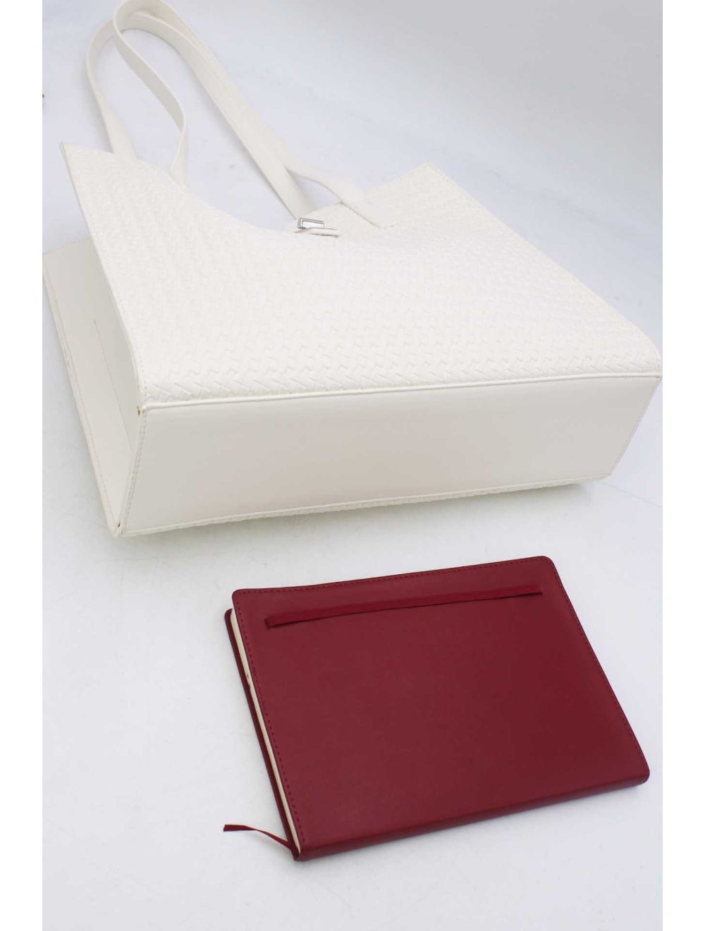 Tom&eva Sac Cabas Effet Tressé 24B-6097-Blanc