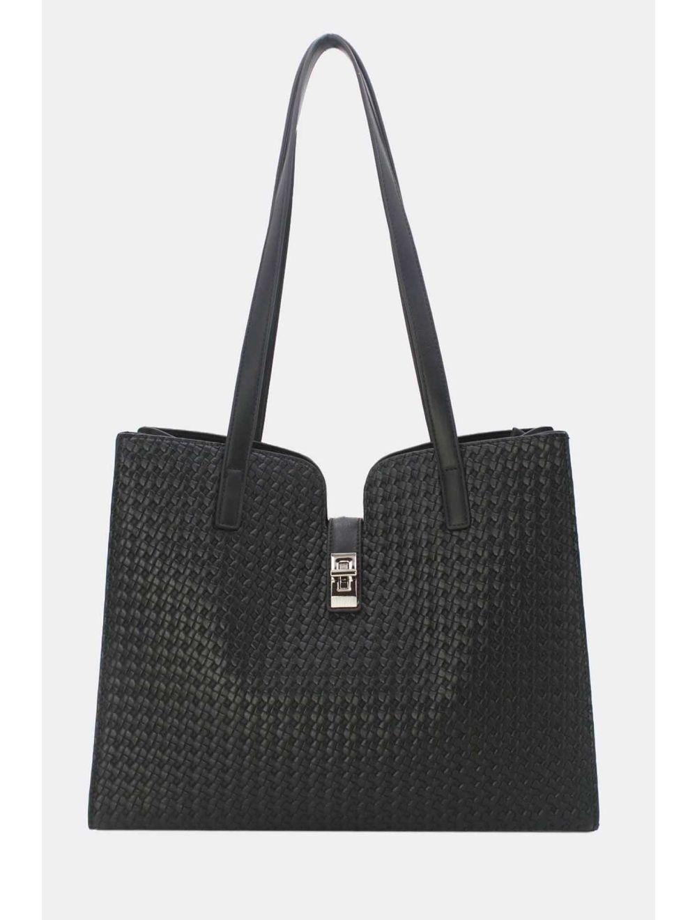 tom&eva Sac Cabas Effet Tressé 24B-6097-Noir