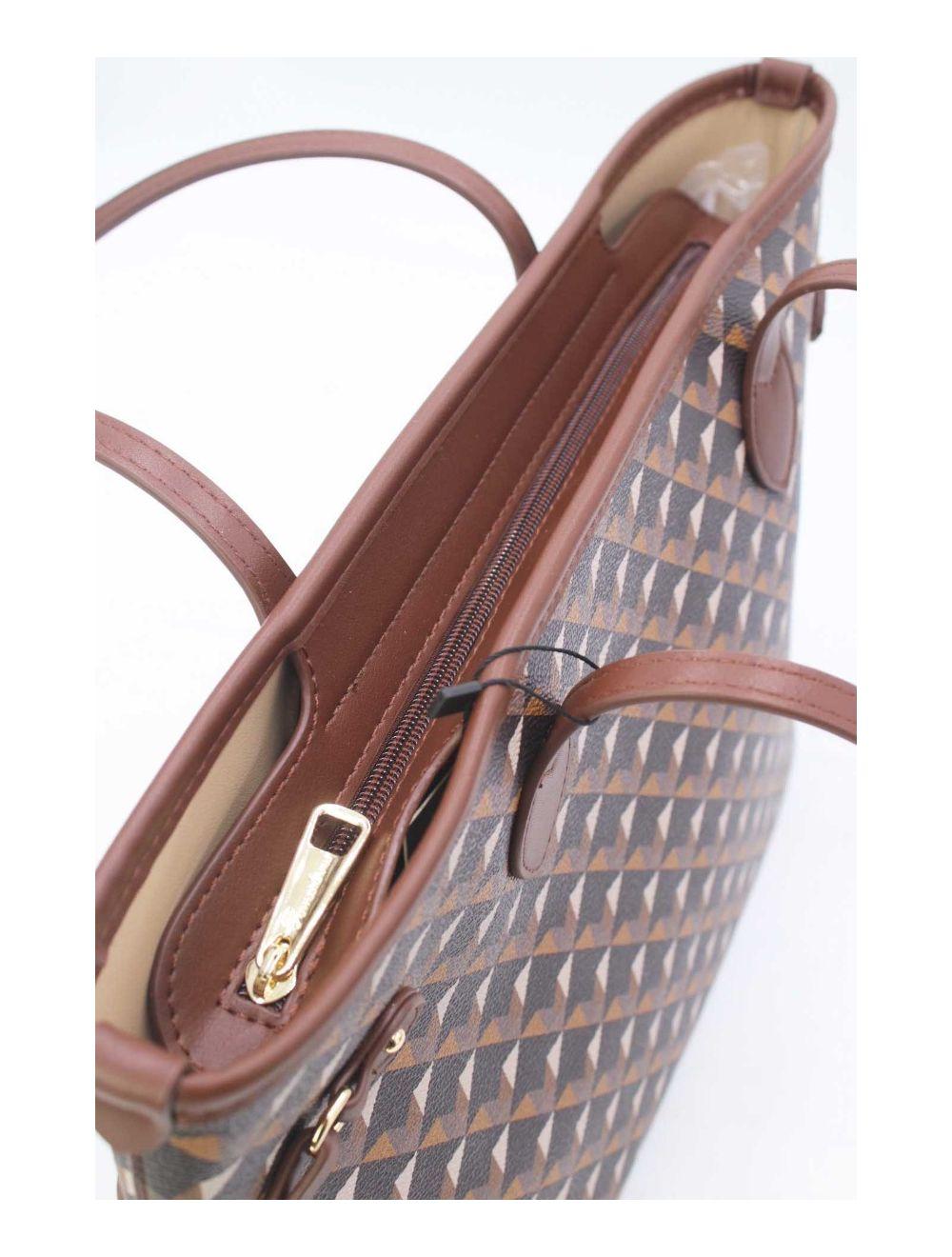 Tom&eva Sac Cabas Motif Géométrique 23B-5810-Café