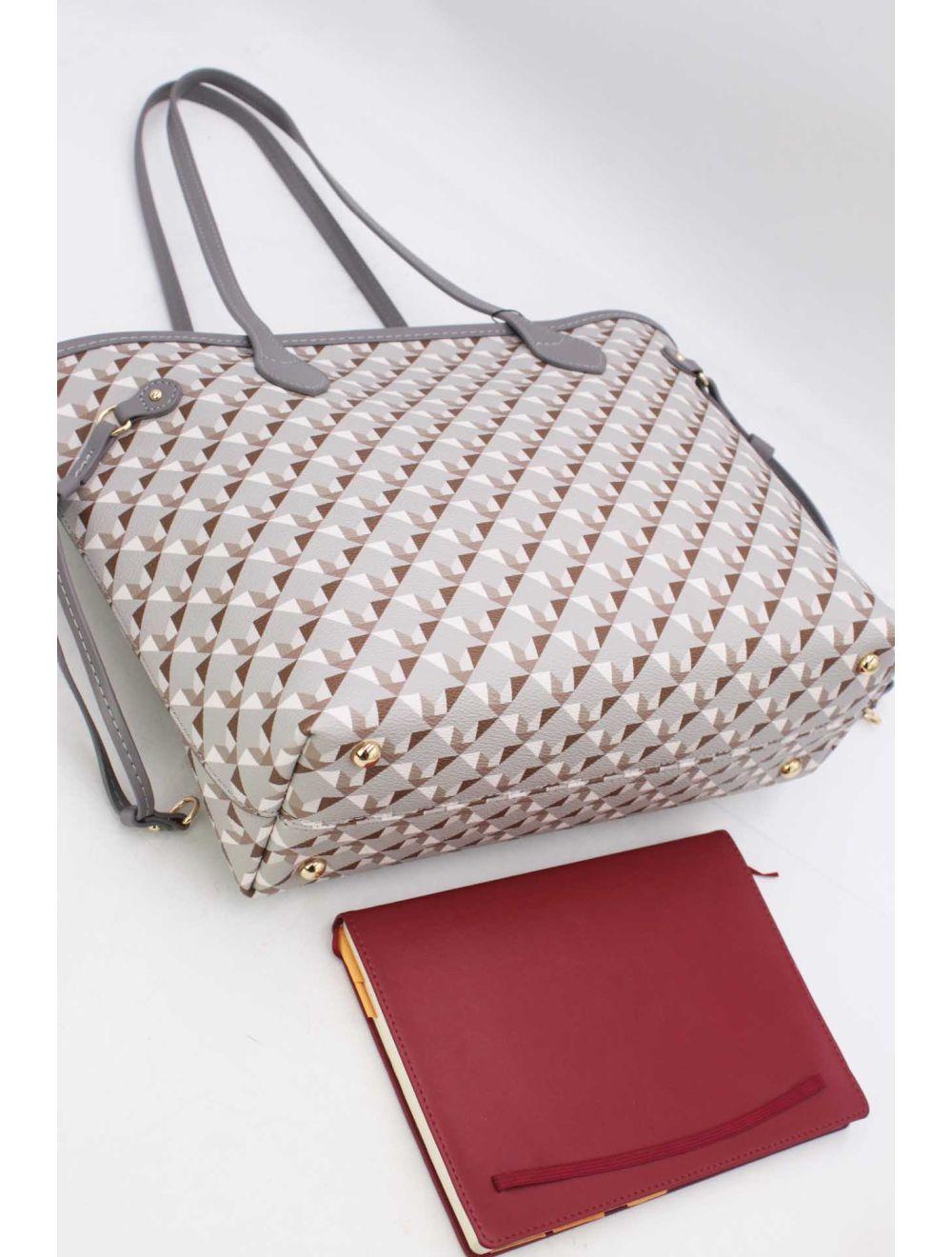 Tom&eva Sac Cabas Motif Géométrique 23B-5810-Gris