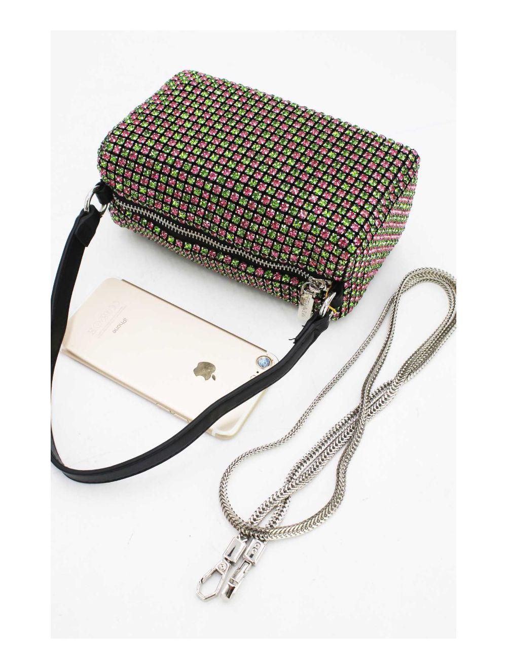 Tom&eva Sac Soirée à Strass -22P-5385-Pink/Green