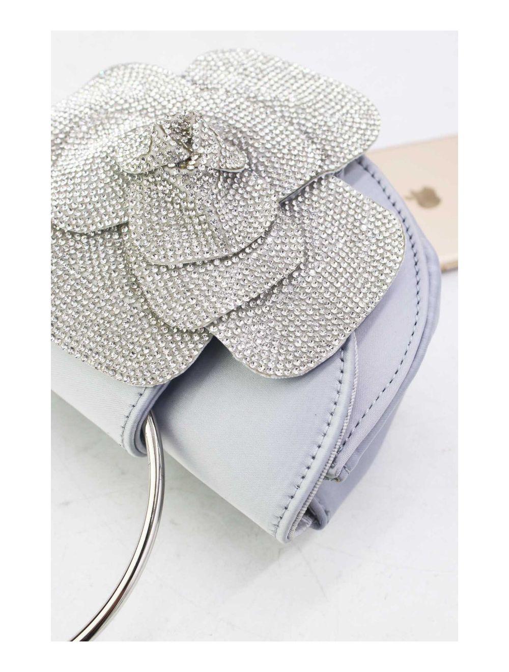tom&eva Sac Soirée Strass à Fleur 24P-5930-Argenté