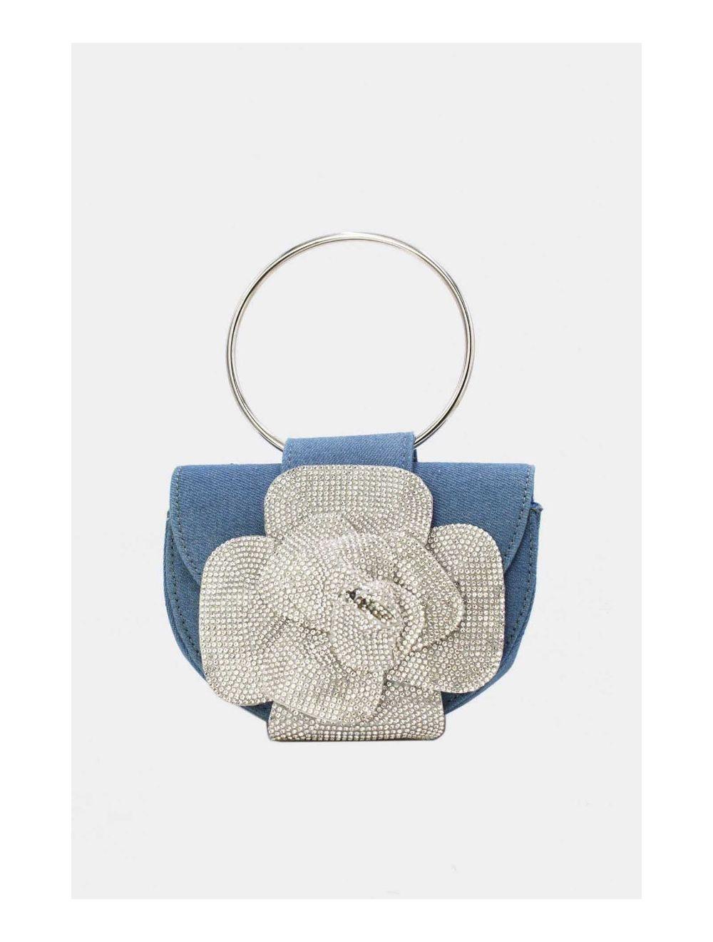 tom&eva Sac Soirée Strass à Fleur 24P-5930-Bleu