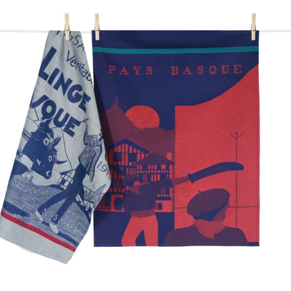 tissage moutet COFFRET 2 TORCHONS PAYS BASQUE