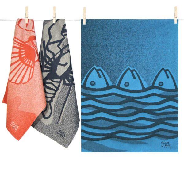 tissage moutet COFFRET 3 TORCHONS ATLANTIQUE