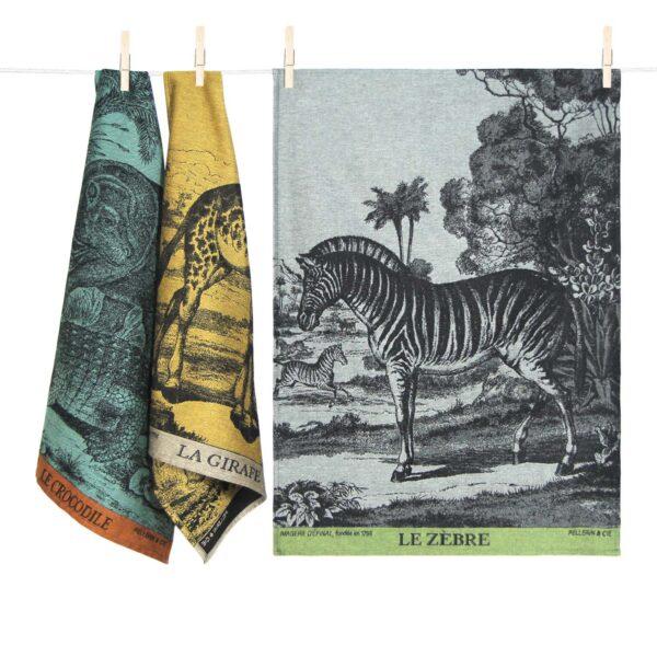 tissage moutet COFFRET 3 TORCHONS GRANDS ANIMAUX