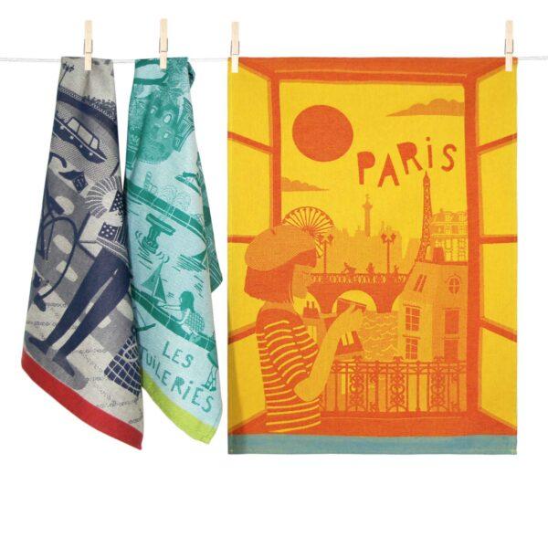 tissage moutet COFFRET 3 TORCHONS PARIS