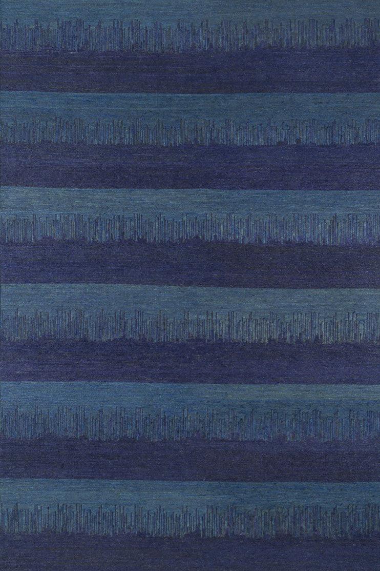 toulemonde bochart Almonia Bleu Tapis bleu 100% golden jute