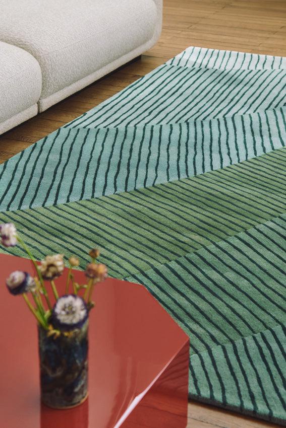 Toulemonde Bochart Ammonite Abysse Tapis Bleu En Laine