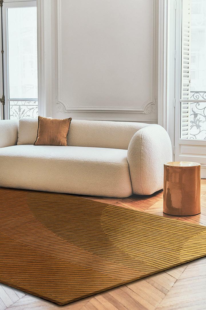 Toulemonde Bochart Ammonite Ocre Tapis Brun En Laine