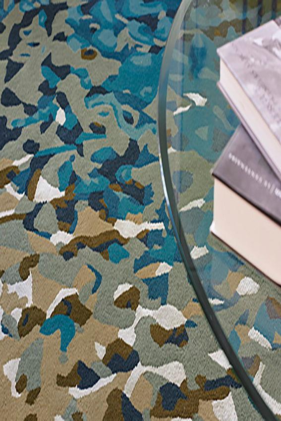 Toulemonde Bochart Apidea Bleu Vert Tapis Vert En Laine Et Viscose