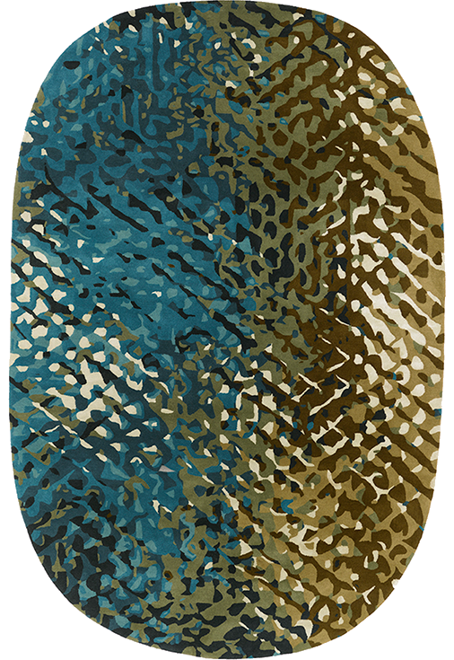 toulemonde bochart Apidea Bleu vert Tapis vert en laine et viscose