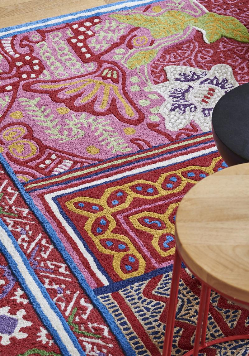 Toulemonde Bochart Baya Multi Rouge Tapis Rouge En Laine Et Viscose