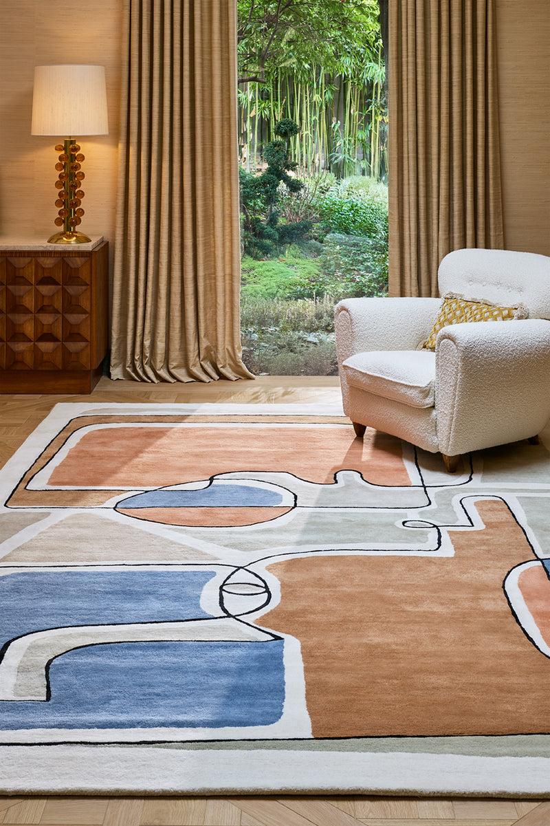 Toulemonde Bochart Bleu Des Yeux Multi Tapis Bleu En Laine Et Viscose