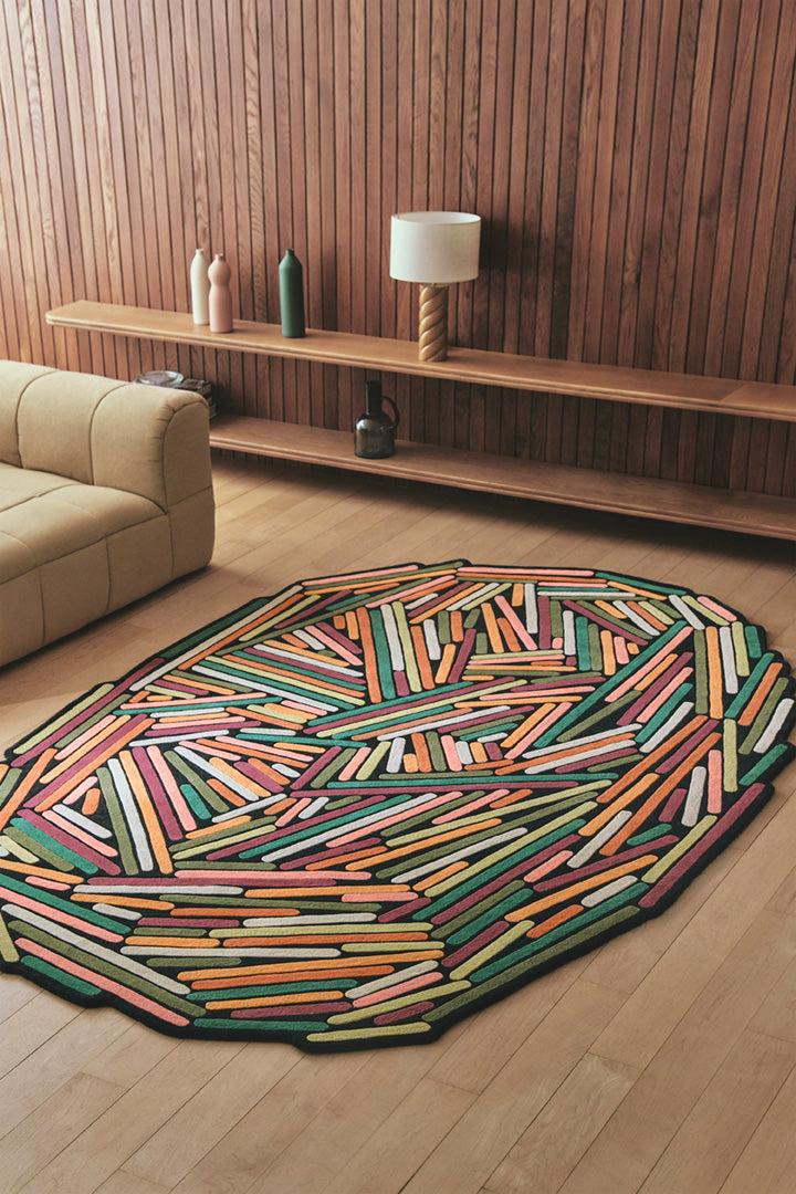 Toulemonde Bochart Brindilles Printemps Tapis Multicolore Printemps En Laine