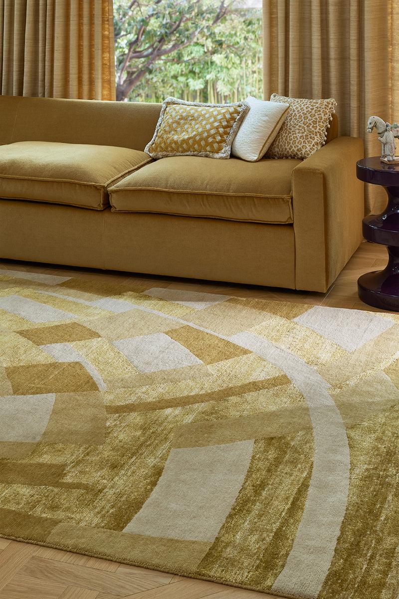 Toulemonde Bochart Byzance Or Tapis Brun En Laine Et Soie Végétale