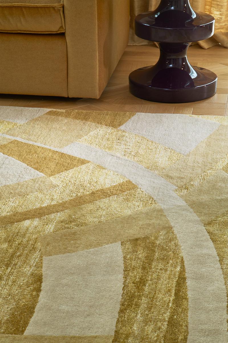 Toulemonde Bochart Byzance Or Tapis Brun En Laine Et Soie Végétale