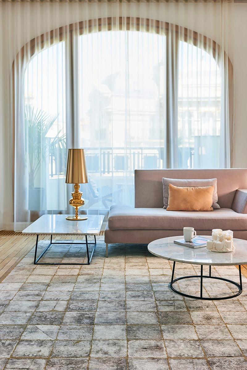 Toulemonde Bochart Ceramique Ciment Tapis Gris En Coton Et Laine