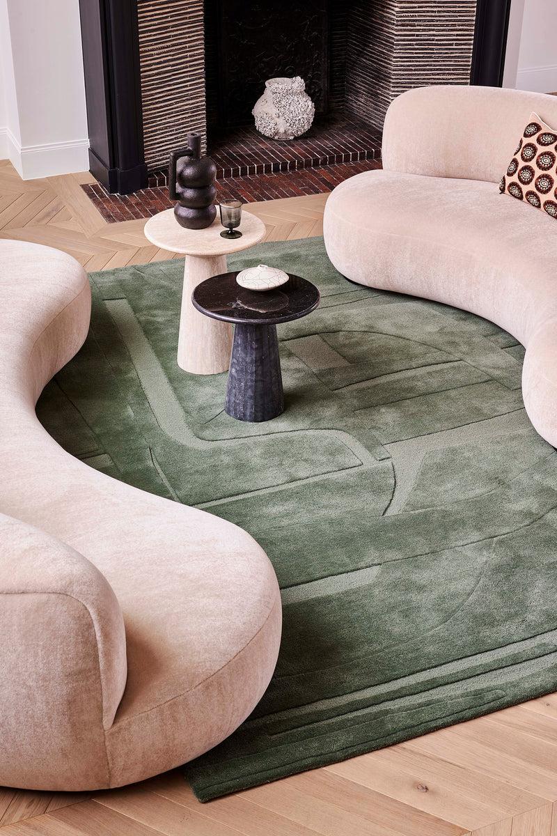 Toulemonde Bochart Collage Sauge Tapis Vert En Laine