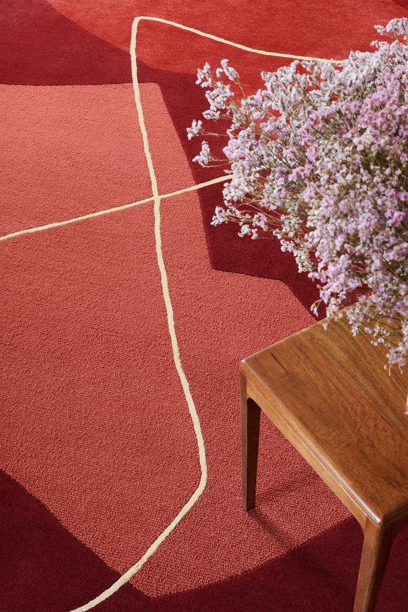 Toulemonde Bochart Duo Rouge Tapis Rouge En Laine Et Viscose