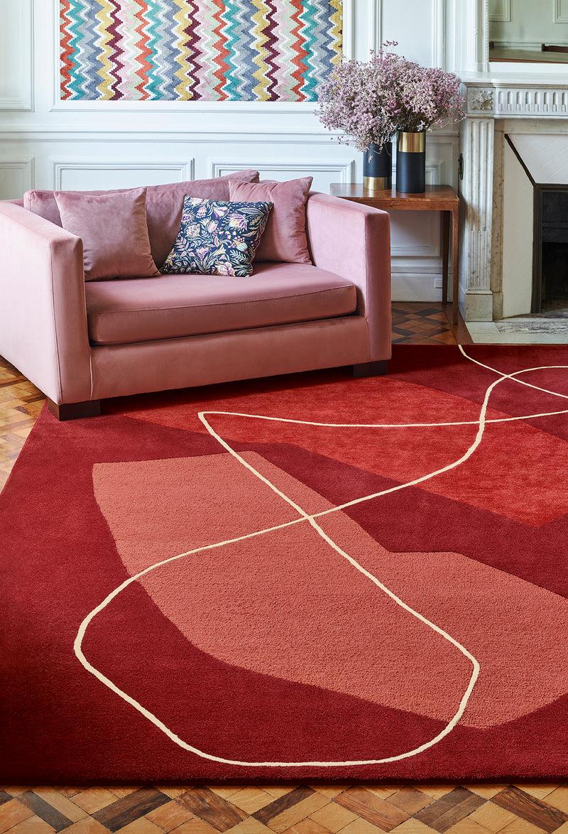 Toulemonde Bochart Duo Rouge Tapis Rouge En Laine Et Viscose
