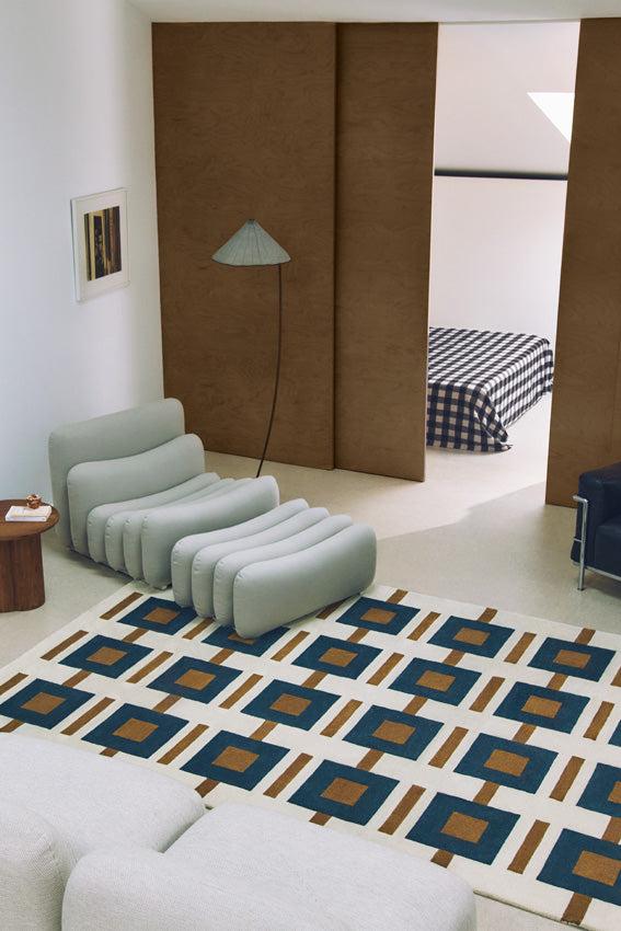 Toulemonde Bochart Elena Bleu Vert Tapis Bleu En Laine