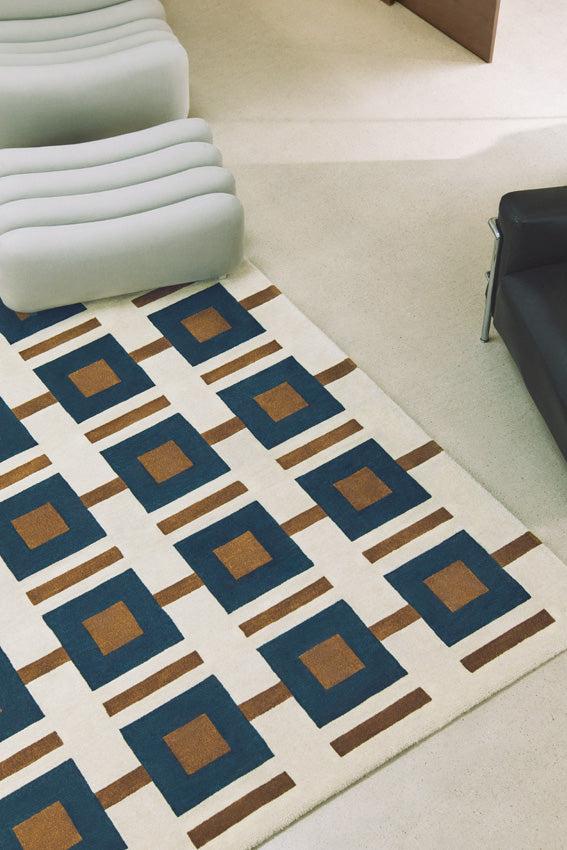 Toulemonde Bochart Elena Bleu Vert Tapis Bleu En Laine