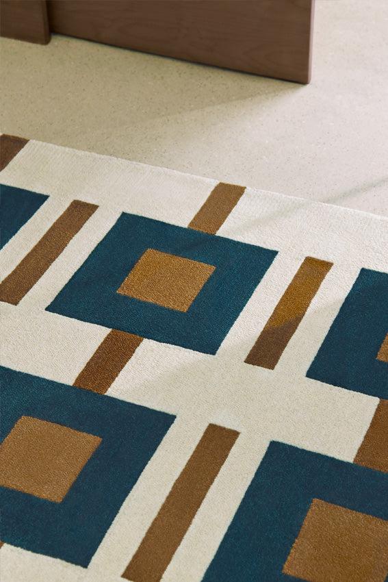 Toulemonde Bochart Elena Bleu Vert Tapis Bleu En Laine