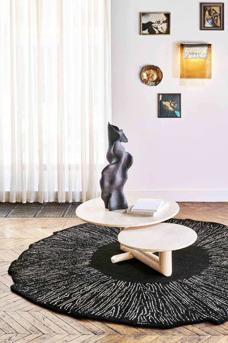 Toulemonde Bochart Eye Flower Noir Tapis Noir 100% Laine