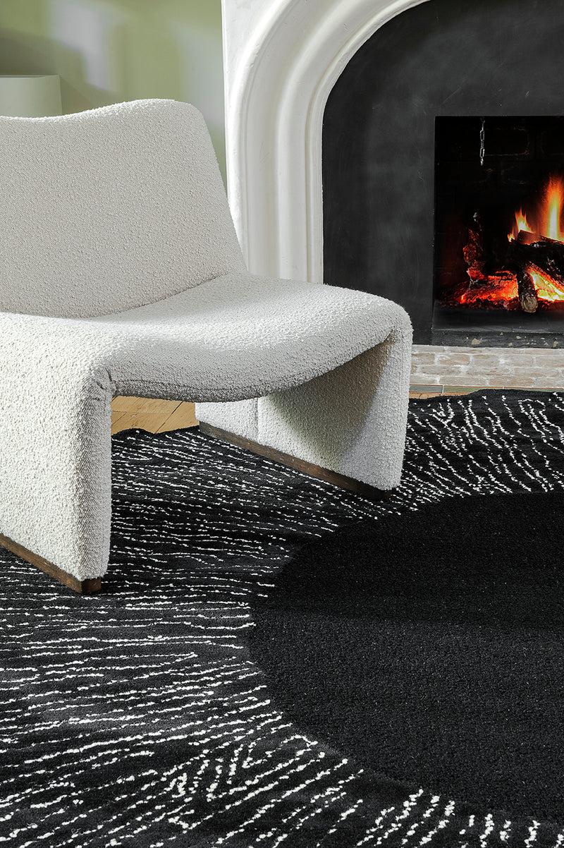 Toulemonde Bochart Eye Flower Noir Tapis Noir 100% Laine