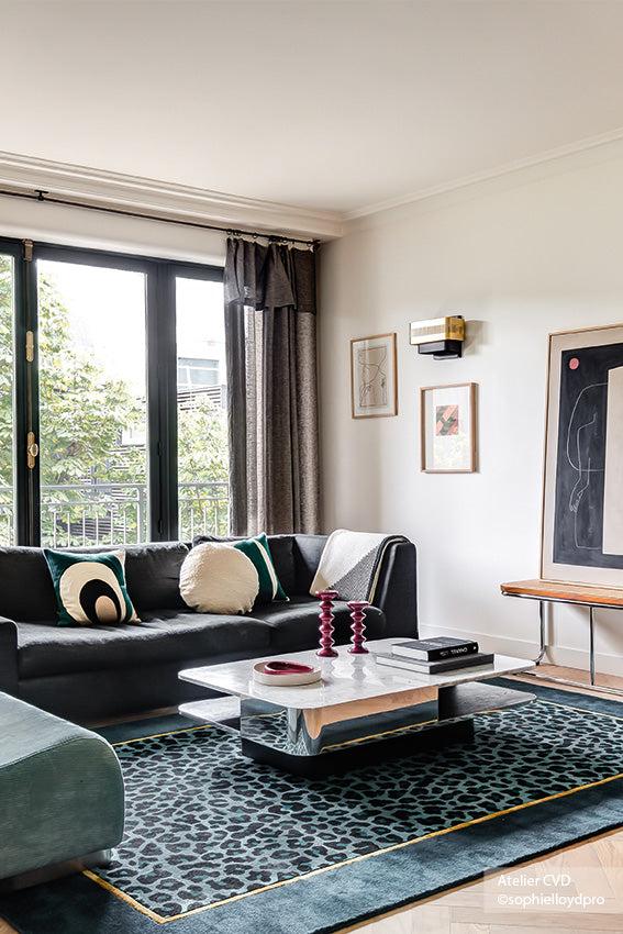 Toulemonde Bochart Fauve Aqua Tapis Bleu En Laine Et Viscose