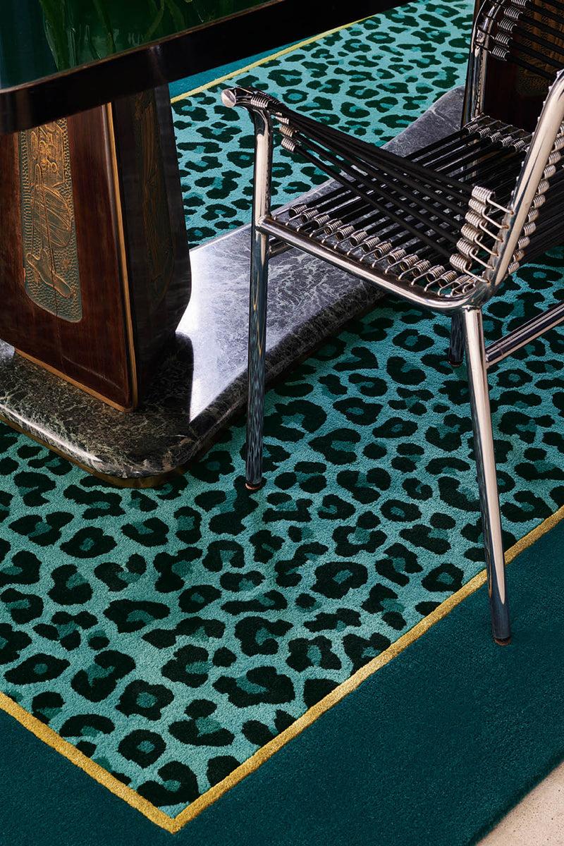 Toulemonde Bochart Fauve Aqua Tapis Bleu En Laine Et Viscose