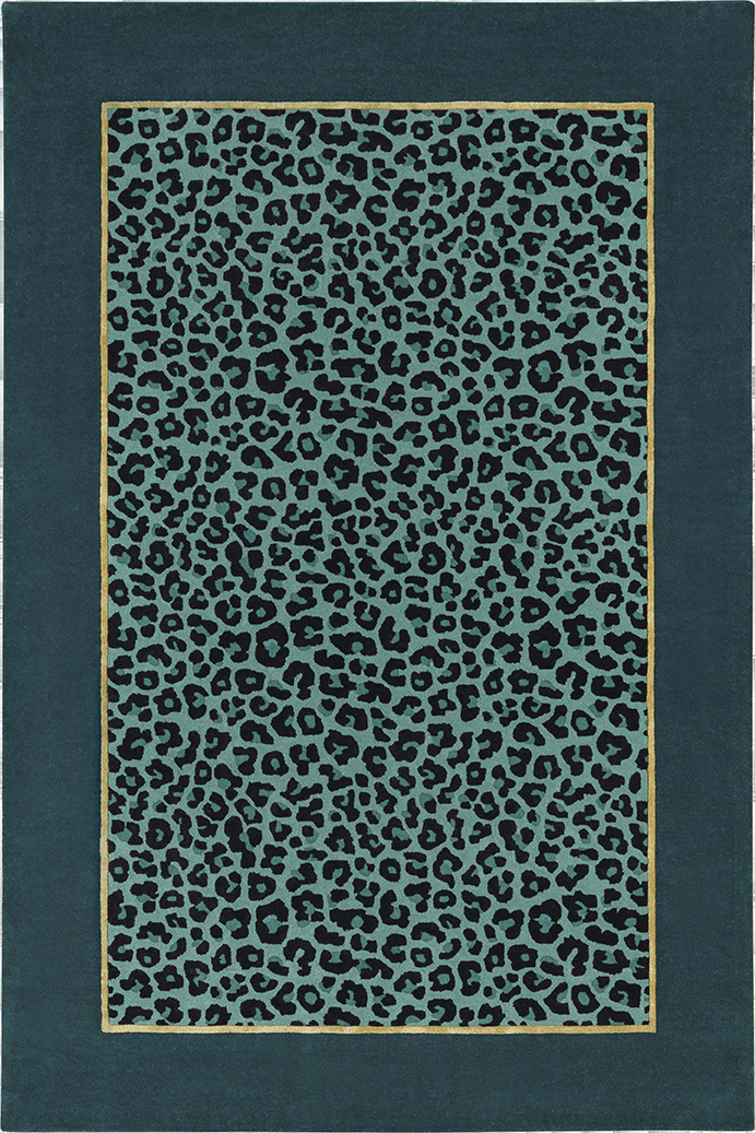 toulemonde bochart Fauve Aqua Tapis bleu en laine et viscose