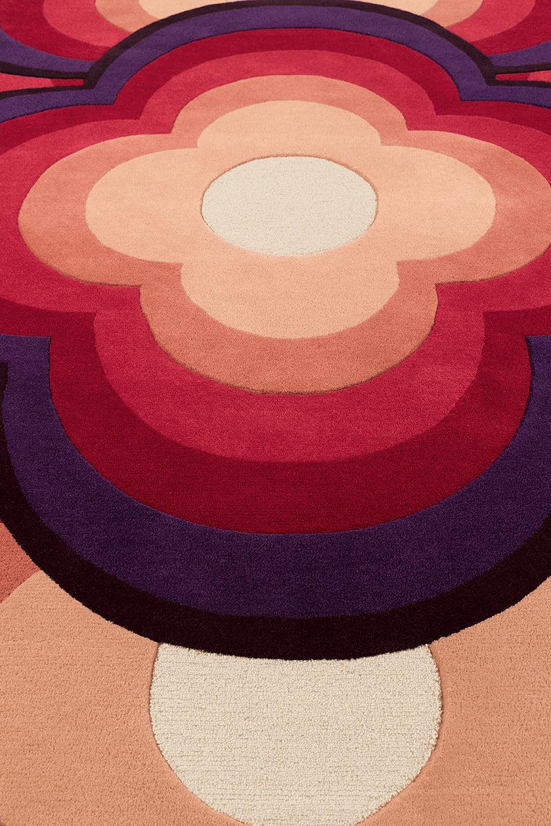 Toulemonde Bochart Flower Power Fushia Tapis Rose En Laine