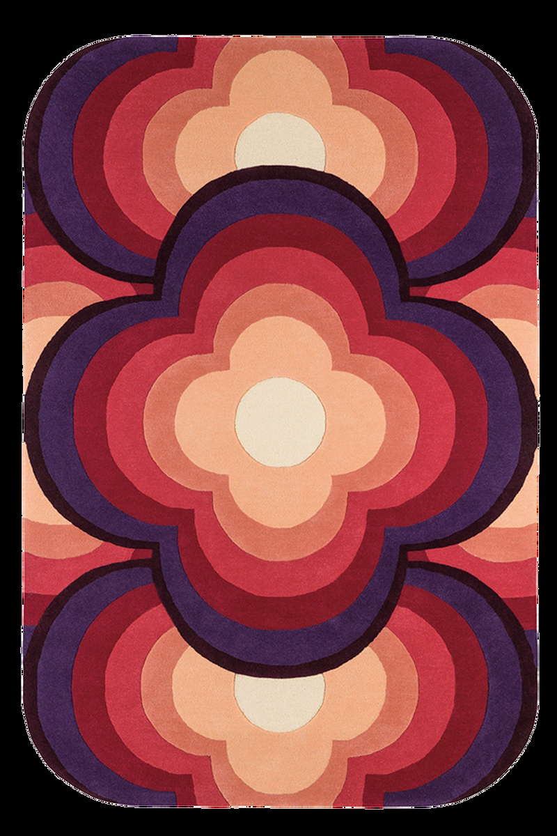 toulemonde bochart Flower Power Fushia Tapis rose en laine