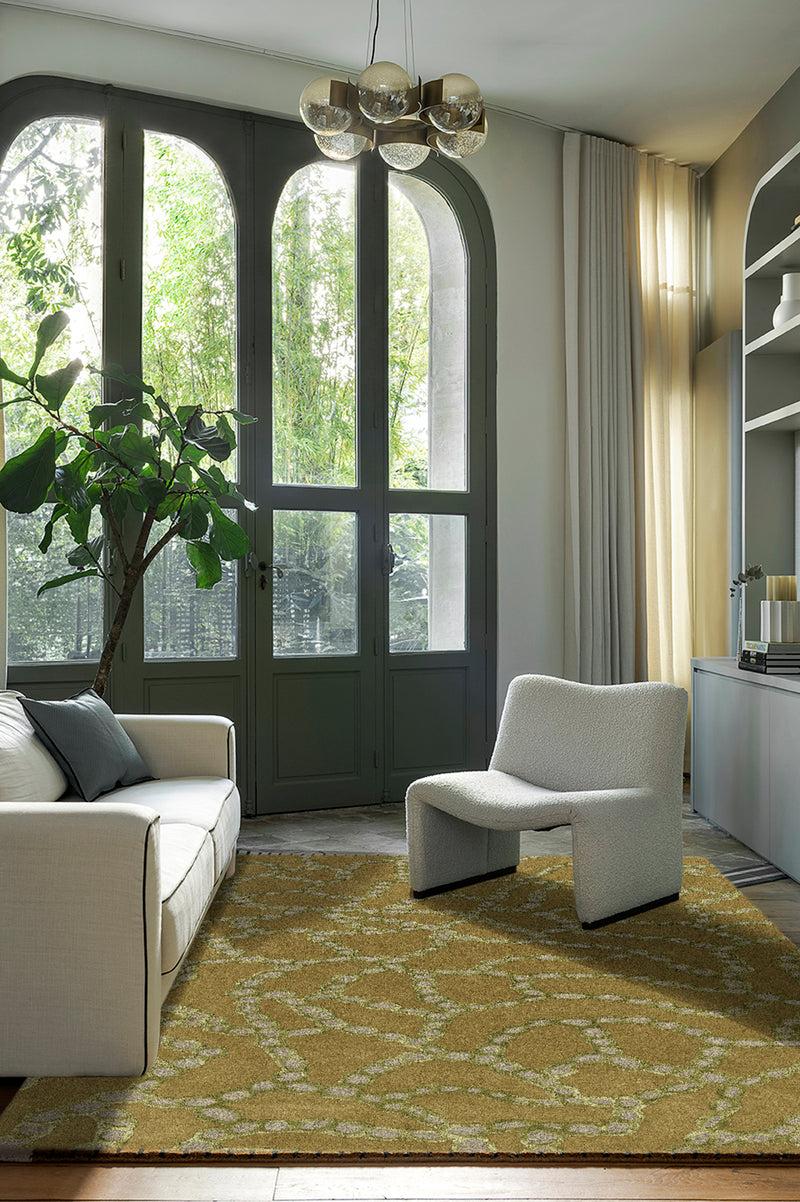 Toulemonde Bochart Fossiles Olive Tapis Vert En Laine Et Viscose