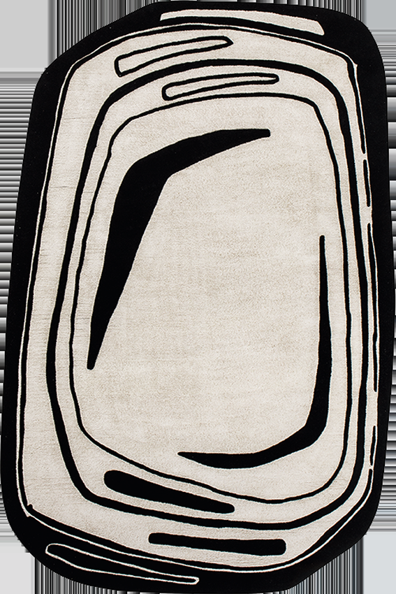 toulemonde bochart Fragment Noir Blanc Tapis noir et blanc en laine et viscose