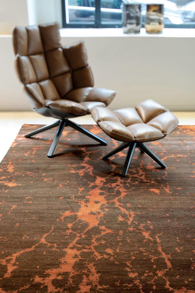 Toulemonde Bochart Fusion Feu Tapis Orange En Laine Et Coton