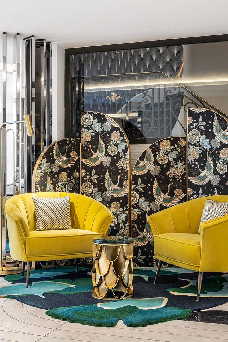 Toulemonde Bochart Ginkgo Foret Rond Tapis Vert En Laine Et Viscose