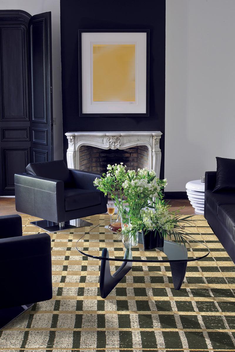 Toulemonde Bochart Isadora Or Tapis Brun En Laine Et Bambou