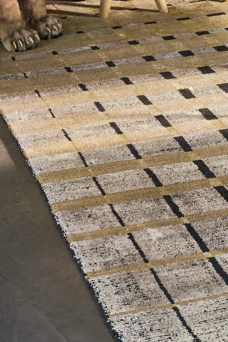 Toulemonde Bochart Isadora Or Tapis Brun En Laine Et Bambou