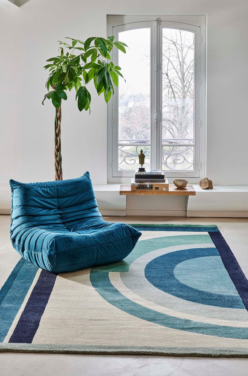 Toulemonde Bochart Josep Celadon Tapis Bleu En PET Recyclé