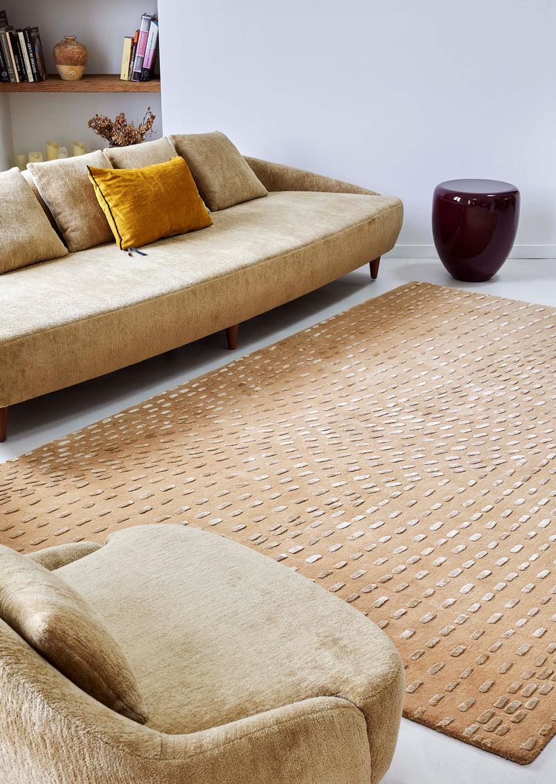 Toulemonde Bochart Kantha Beige Tapis Beige En Laine Tencel