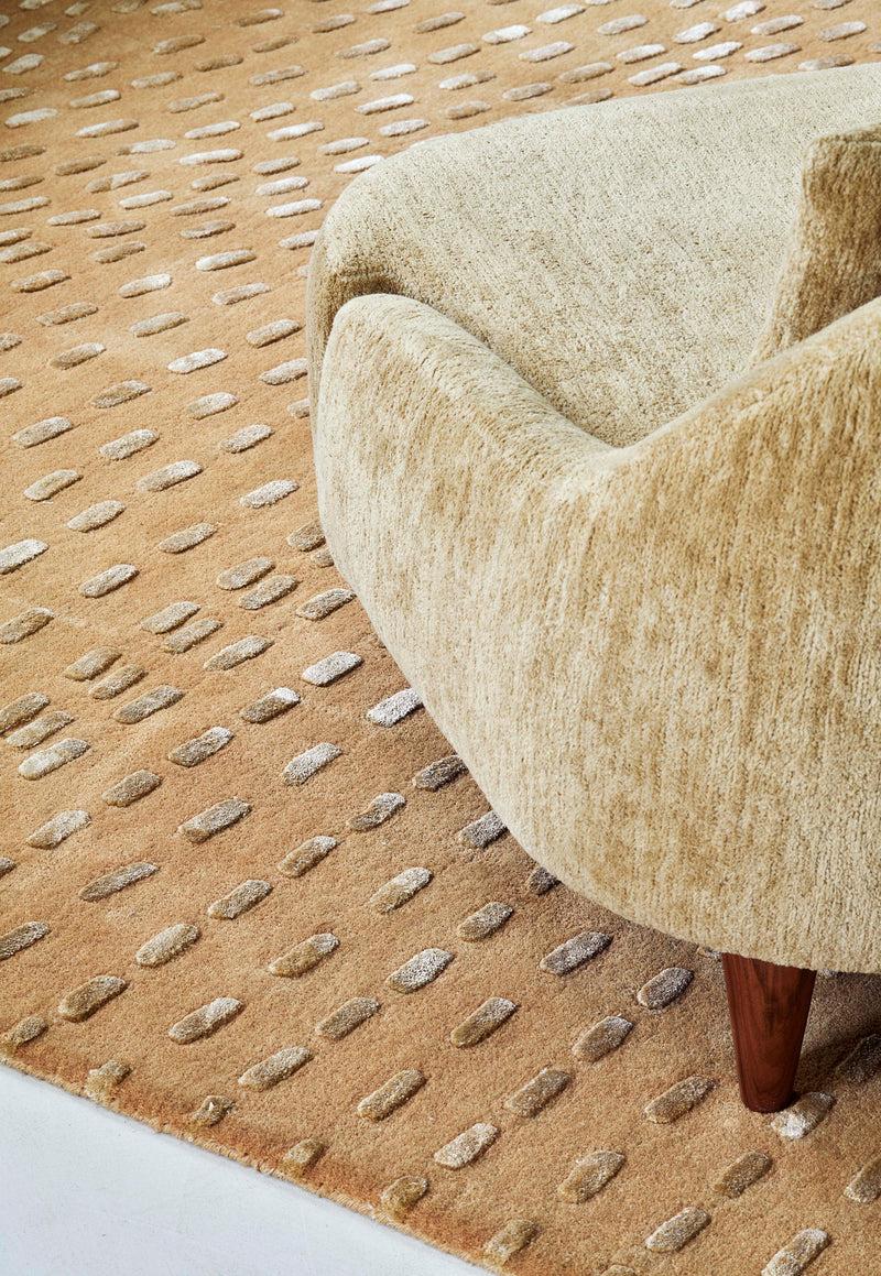 Toulemonde Bochart Kantha Beige Tapis Beige En Laine Tencel