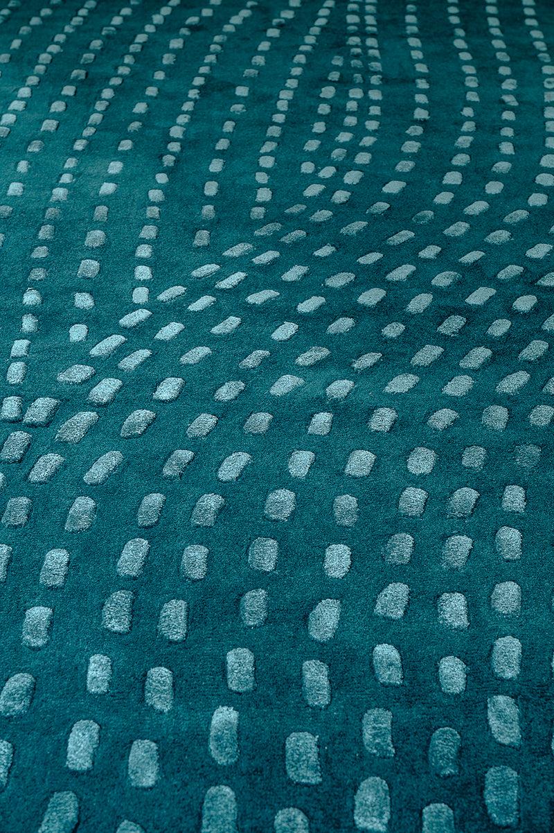 Toulemonde Bochart Kantha Émeraude Tapis Vert En Laine Tencel