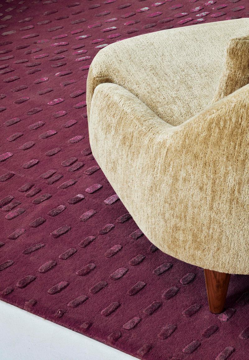 Toulemonde Bochart Kantha Prune Tapis Prune En Laine Tencel
